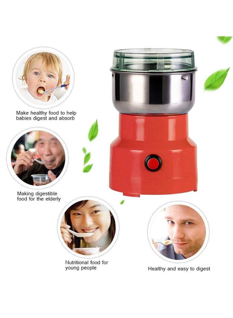DubaiGallery Mini Stainless Steel Coffee Spice Nuts Grains Bean Grinding Multifunctional Electric Grinder Red - Image 2
