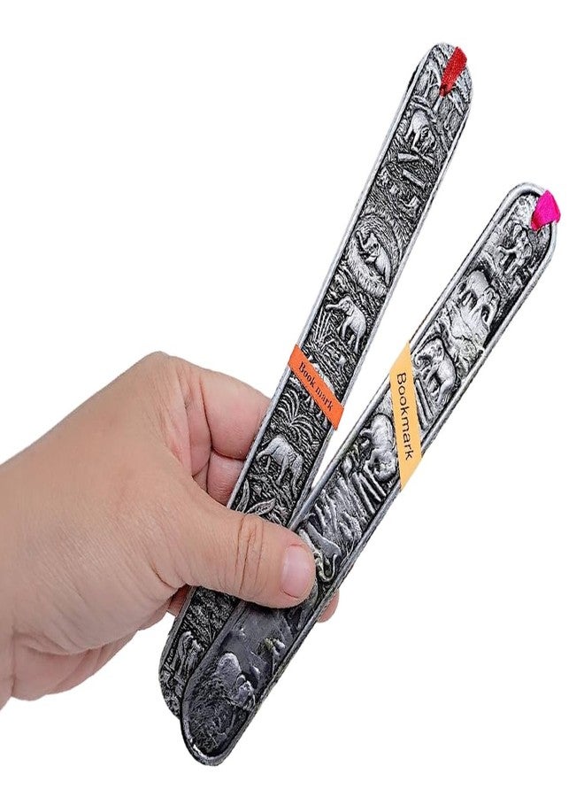 WitnyStore Carved Aluminium Bookmark 8⅛" Elephants in Forest Horizontal Pattern - Unique Design Handmade Bookmarks Craft Accessories Decorative Collectible Thailand Souvenirs Gifts Readers Book Lovers - Image 2