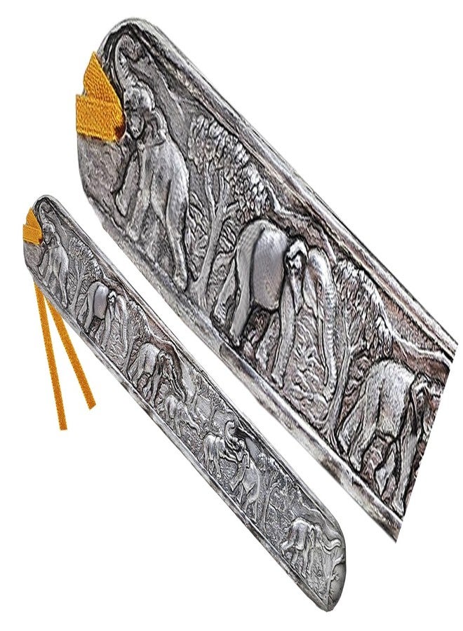 WitnyStore Carved Aluminium Bookmark 8⅛" Elephants in Forest Horizontal Pattern - Unique Design Handmade Bookmarks Craft Accessories Decorative Collectible Thailand Souvenirs Gifts Readers Book Lovers - Image 1