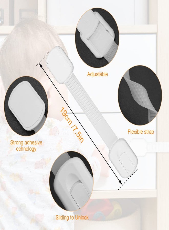 Coolrunner Child Safety Strap Locks 12 Pack Child Safety Locks Baby Proofing Drawers Locks Coolrunner Child Locks for Drawers, Cabinets, Dishwasher, No Tools or Drilling Required (White) - Image 2