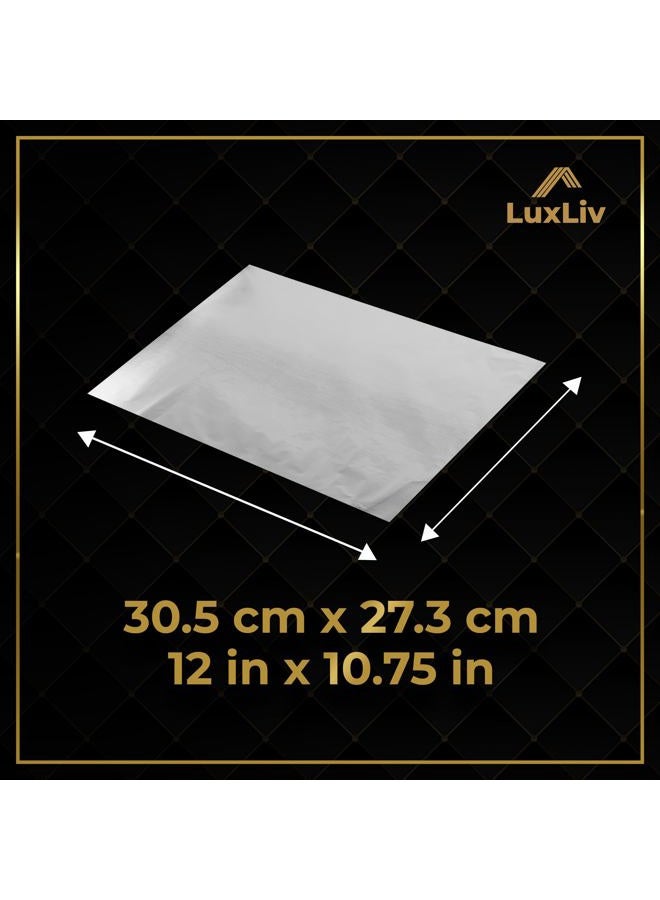 LuxLiv Aluminum Foil Sheets - Precut Foil Sheets - Pop Up Foil Sheets for Storing, Cooking Food - Premium Aluminum Foil Wraps - Single Foil Sheets 12" x 10.75" - 200 Sheets, Silver - Image 3