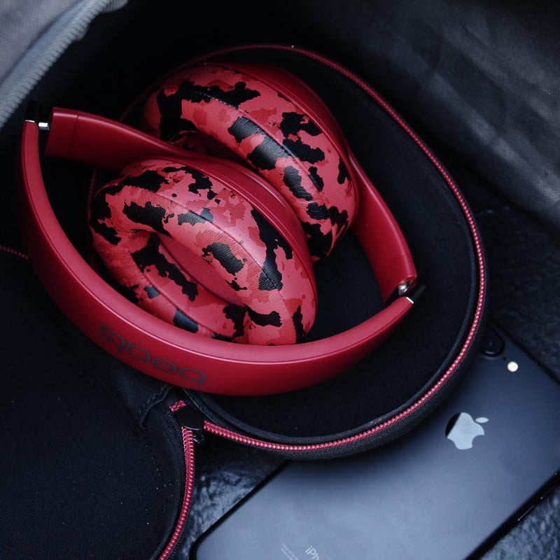 WC Wicked Cushions Replacement Ear Pads for Beats Studio 2 & 3 (B0501, B0500) Wired & Wireless | Does NOT Fit Beats Solo | Softer PU Leather, Enhanced Foam & Stronger Adhesive | Red Camo - Image 3