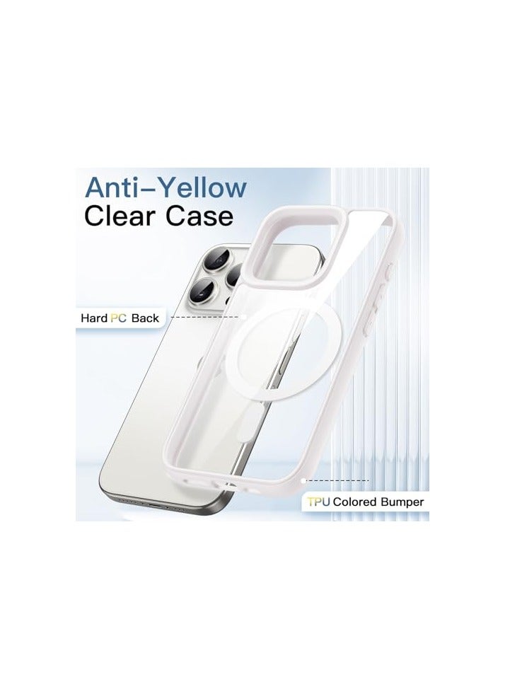 جي تيك حافظة JETech المغناطيسية لهاتف iPhone 15 Pro مقاس 6.1 بوصة متوافقة مع MagSafe، غطاء ممتص للصدمات للهاتف، إطار TPU بلون صلب غير لامع، ظهر شفاف مضاد للخدش (تيتانيوم أبيض) - Image 3