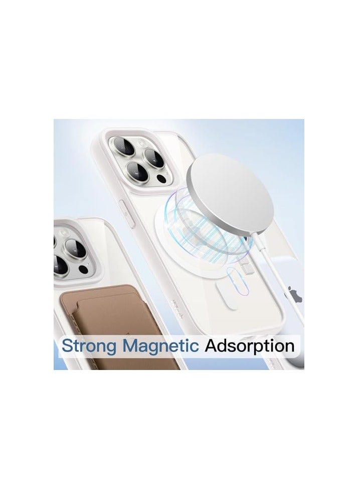 جي تيك حافظة JETech المغناطيسية لهاتف iPhone 15 Pro مقاس 6.1 بوصة متوافقة مع MagSafe، غطاء ممتص للصدمات للهاتف، إطار TPU بلون صلب غير لامع، ظهر شفاف مضاد للخدش (تيتانيوم أبيض) - Image 4