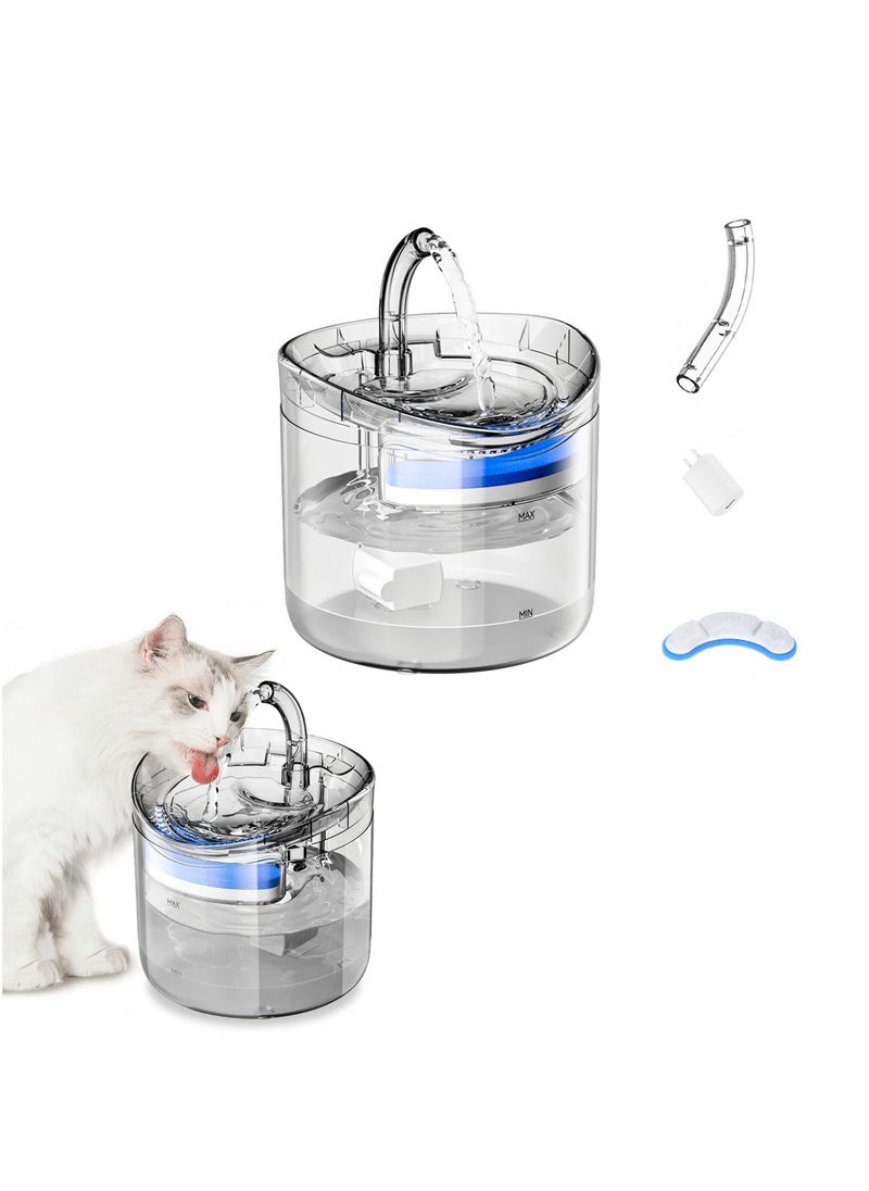 KASTWAVE - Cat Water Fountain 1.8L Cat Fountain with 4 Filters 3 Water Speed Settings and Faucet Automatic Transparent Pet Water Fountain Ultra Quiet Drinking Fountain for Cats Dogs Pet - Image 1
