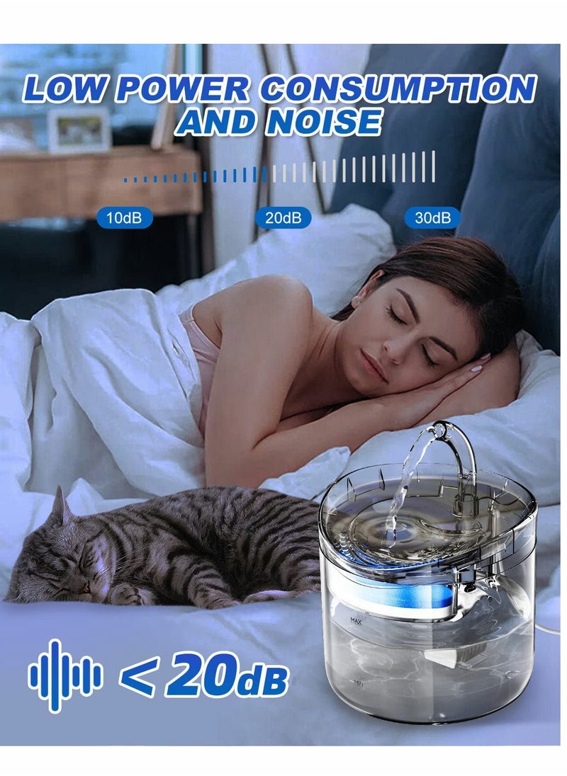 KASTWAVE - Cat Water Fountain 1.8L Cat Fountain with 4 Filters 3 Water Speed Settings and Faucet Automatic Transparent Pet Water Fountain Ultra Quiet Drinking Fountain for Cats Dogs Pet - Image 1