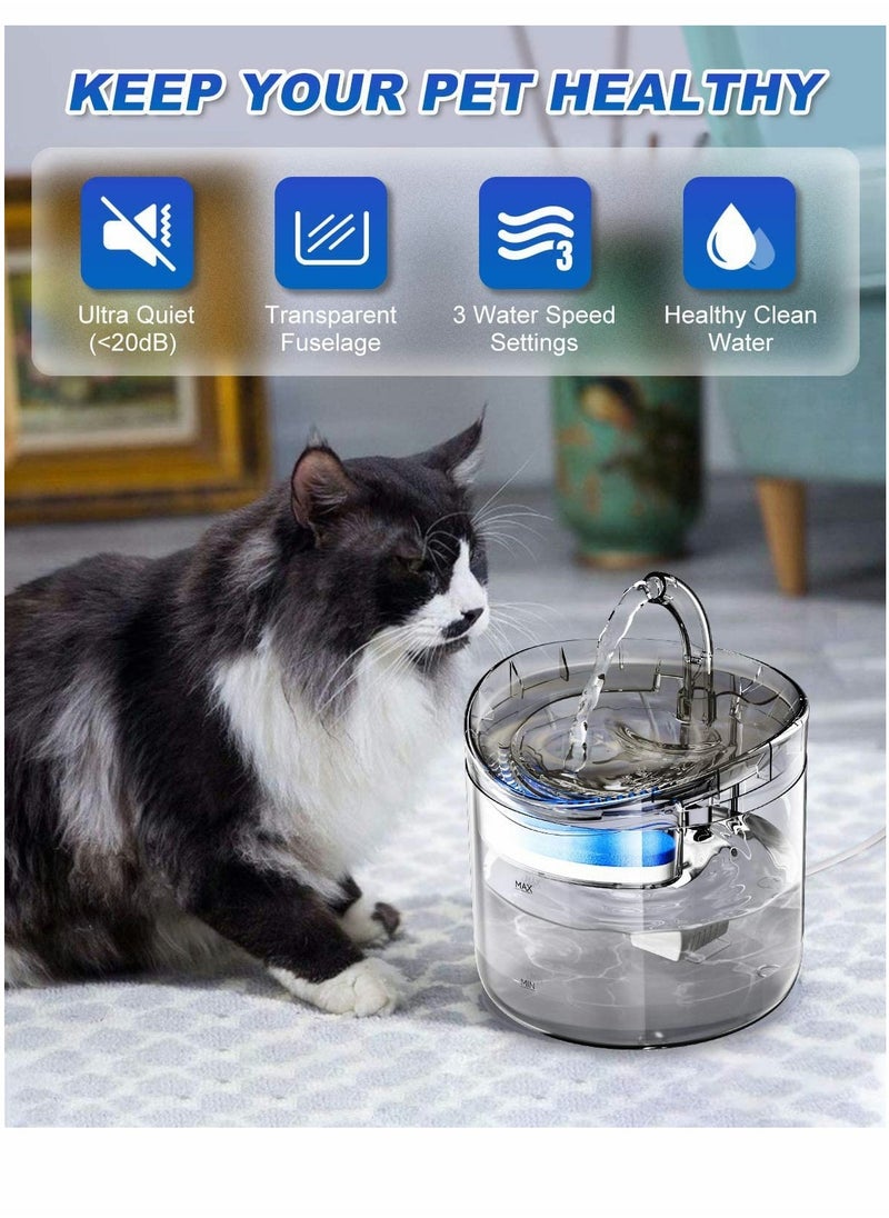 KASTWAVE - Cat Water Fountain 1.8L Cat Fountain with 4 Filters 3 Water Speed Settings and Faucet Automatic Transparent Pet Water Fountain Ultra Quiet Drinking Fountain for Cats Dogs Pet - Image 1