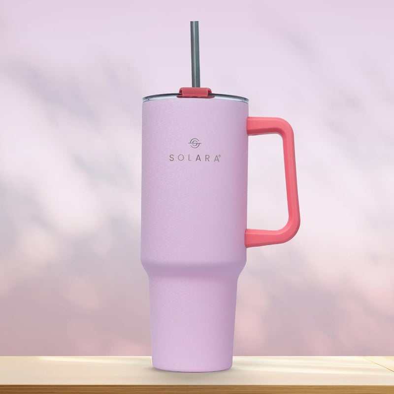 SOLARA Elixir 40oz Insulated Tumbler with Straw and Lid, Tumbler for Hot and Cold, 1200ml Stainless Steel Tumbler with Straw, Travel Tumbler, Coffee Mug for Office, Home, Cotton Candy - Image 1