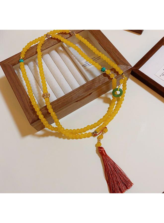 New Chinese Style Real Gold Electroplated Lotus Fan Necklace Fashionable Elegant Clavicle Chain Retro Light Luxury High-end Necklace For Women 