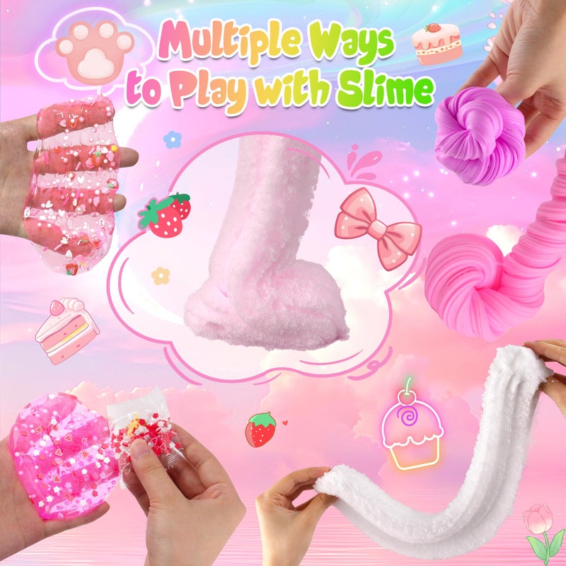 LAWOHO 6 Pack Slimes, Pink Slime Kids, Cloud Slime kit for Girls Ages 8-12, Toys for Girls and Boys, for Kids Slime Set Party kit Goodie Bag Stuffers, 4 5 6 7 8 9 10 Year Old Girl Birthday Gift Cute Stuff - Image 5
