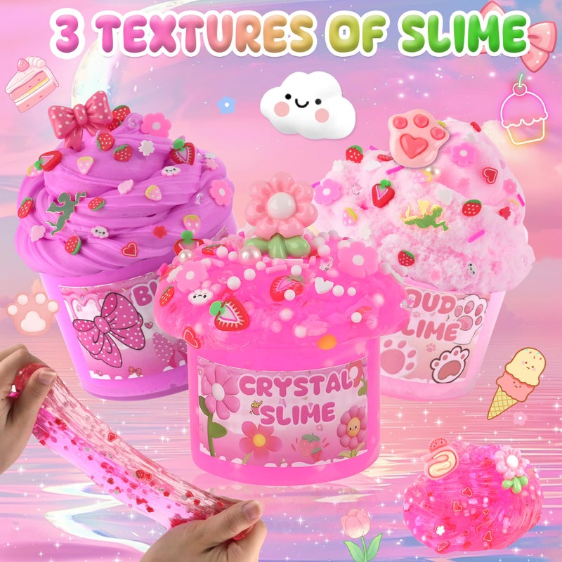 LAWOHO 6 Pack Slimes, Pink Slime Kids, Cloud Slime kit for Girls Ages 8-12, Toys for Girls and Boys, for Kids Slime Set Party kit Goodie Bag Stuffers, 4 5 6 7 8 9 10 Year Old Girl Birthday Gift Cute Stuff - Image 4
