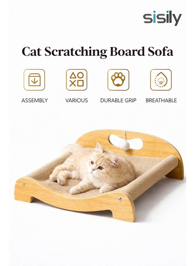 سيسلي سرير خدش للقطط 3 في 1، لوح خدش متين من السيزال للقطط المنزلية مع كرة لعبة تفاعلية، قاعدة مانعة للانزلاق، أريكة كبيرة للقطط الصغيرة - Image 3