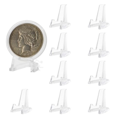 OnFireGuy Clear Display Stand Easel for Holder Coin Capsules Challenge Medals Casino Chips, 10 Pack - Image 1
