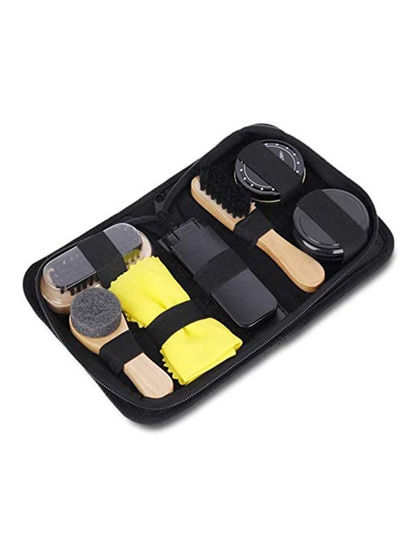 Complete Shoe Polish Kit with 7 Essential Brushes and PU Leather Case for Home and Travel - Image 3