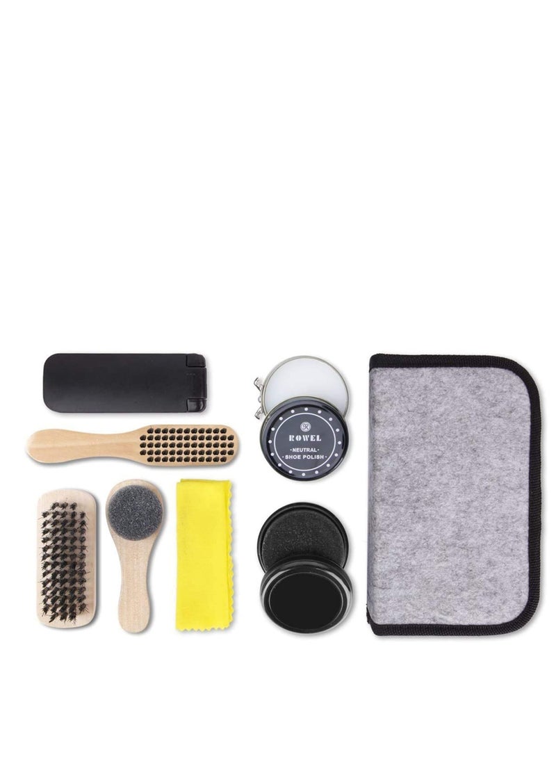 Complete Shoe Polish Kit with 7 Essential Brushes and PU Leather Case for Home and Travel - Image 2
