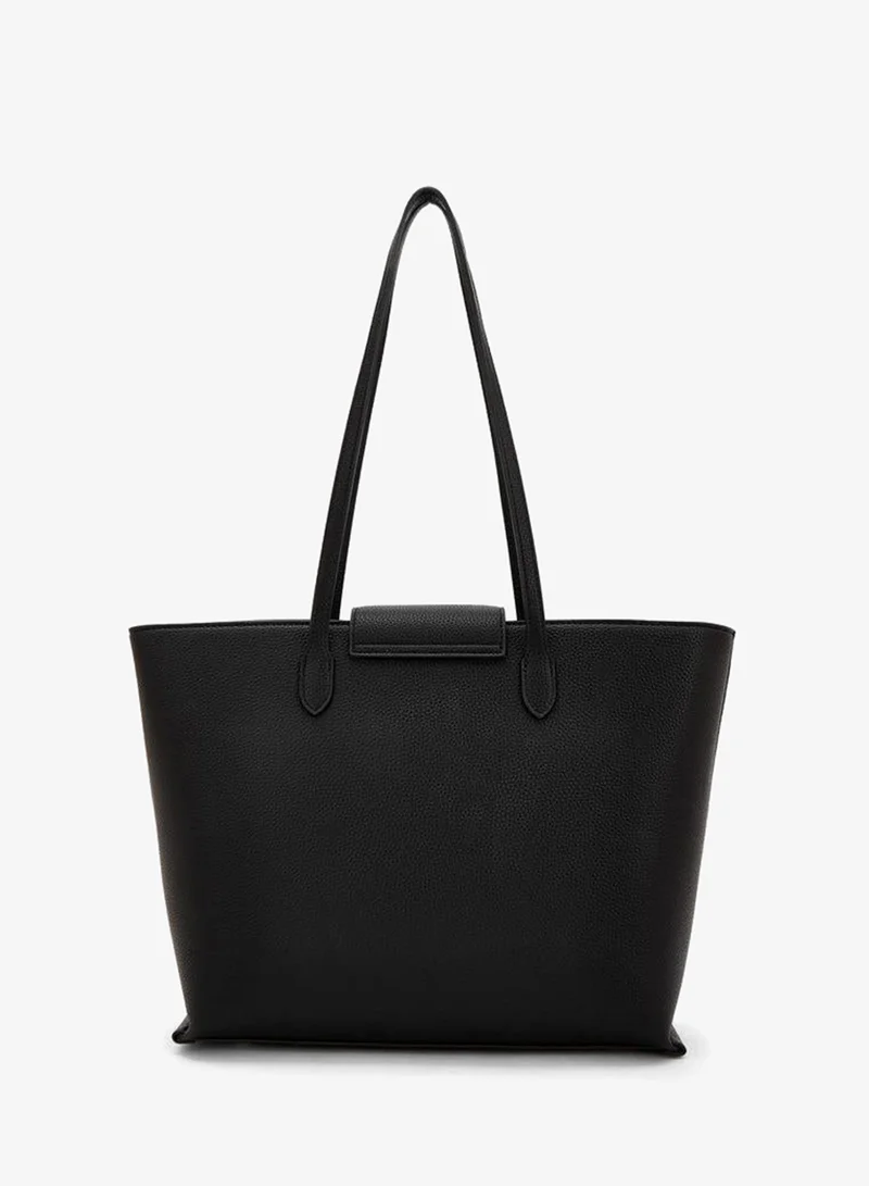 Celeste BLACK Textured Tote Bag With Zip Closure for Women | Best Price UAE