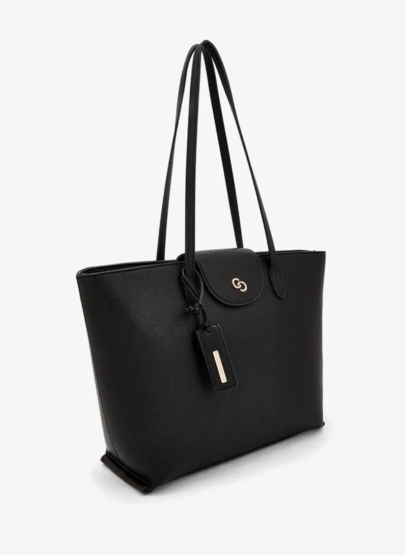 Celeste BLACK Textured Tote Bag With Zip Closure for Women | Best Price UAE