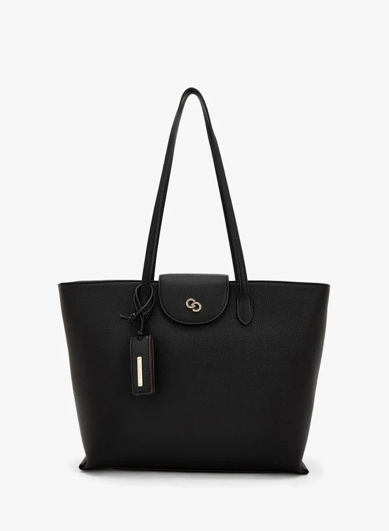 Textured Tote Bag With Zip Closure
