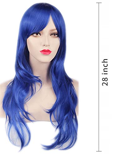 ANESHE Wigs 28" Long Wavy Hair Heat Resistant Cosplay Wig for Women (Blue) - Image 4