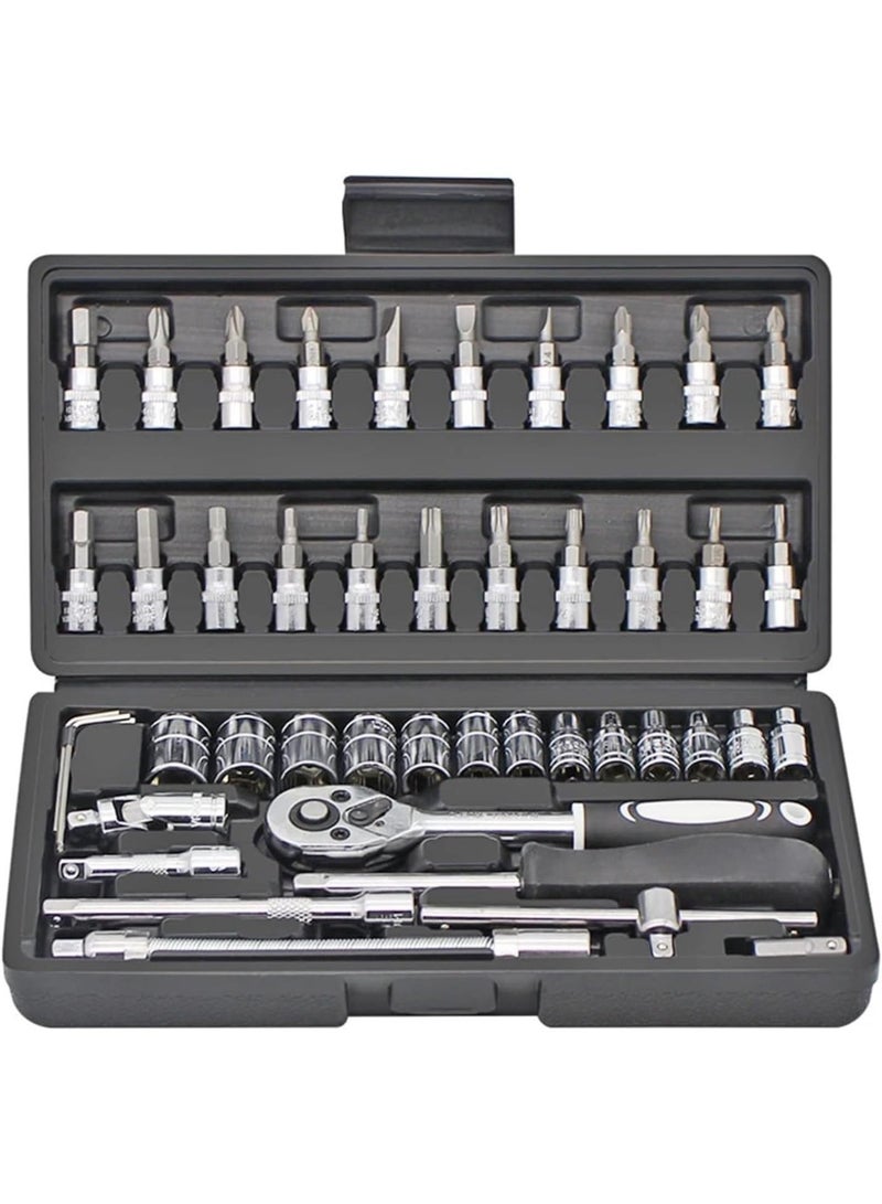 GGOOT Repair Tools Hand Tool Sets Tool Box 46Pcs Hand Tools Ratchet Wrench Set Multi-Purpose Hardware Combination Toolbox Manual Repair Screwdriver Kit wljdp240511 - Image 1