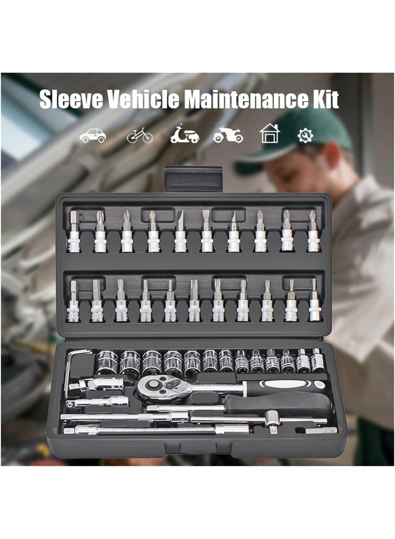 GGOOT Repair Tools Hand Tool Sets Tool Box 46Pcs Hand Tools Ratchet Wrench Set Multi-Purpose Hardware Combination Toolbox Manual Repair Screwdriver Kit wljdp240511 - Image 4