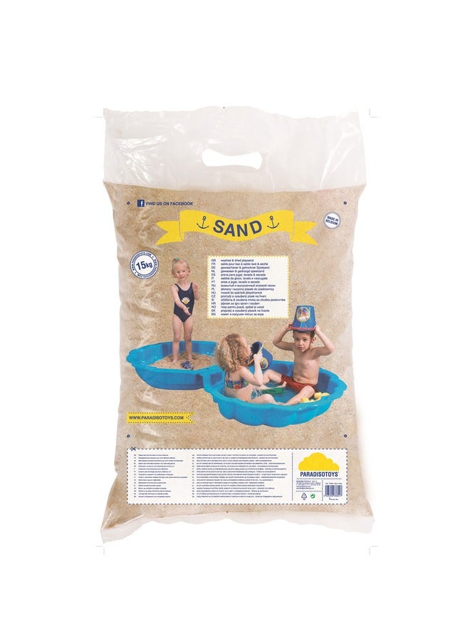 PARADISOTOYS Non Toxic Non Staining Safe CleanSterile Play Sand 15Kg Made In Belgium For Childrens Kids Toy Best use for Outdoor - Image 1