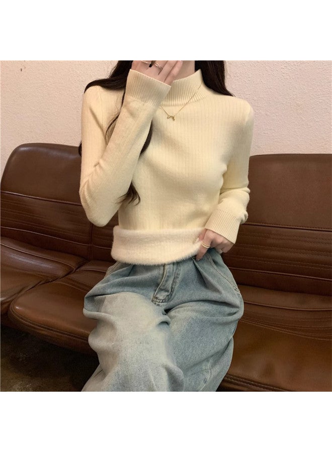 Modal Warm Fleece-Lined High-Neck Knitted Top, Comfortable And Skin-Friendly Women'S Long-Sleeve Base Layer Shirt - Image 3