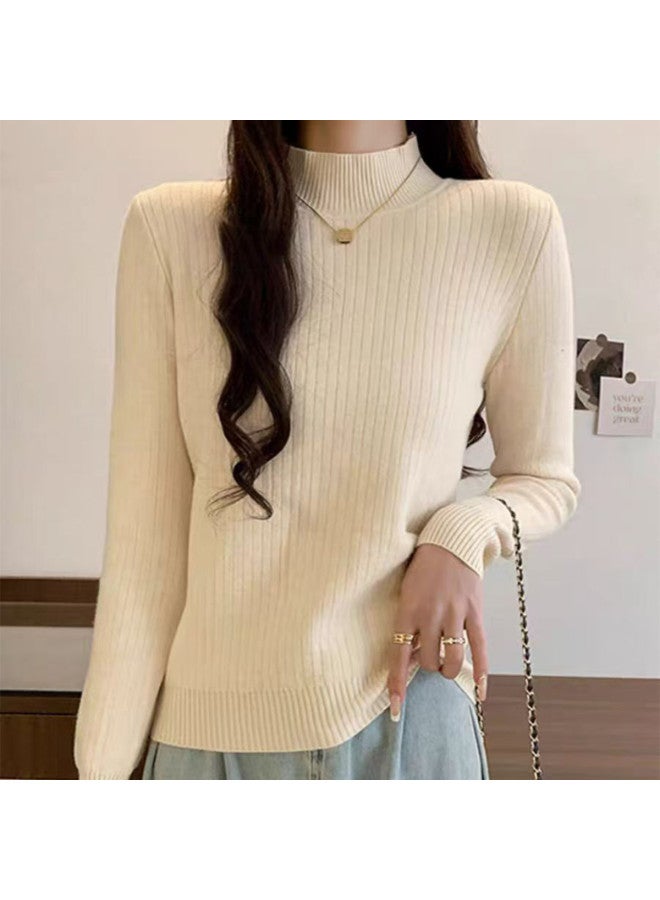 Modal Warm Fleece-Lined High-Neck Knitted Top, Comfortable And Skin-Friendly Women'S Long-Sleeve Base Layer Shirt - Image 4