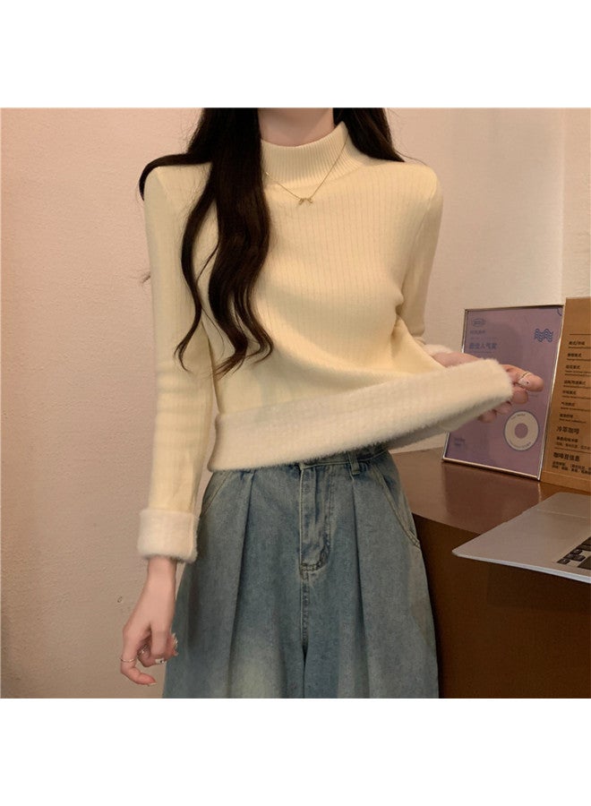 Modal Warm Fleece-Lined High-Neck Knitted Top, Comfortable And Skin-Friendly Women'S Long-Sleeve Base Layer Shirt - Image 5