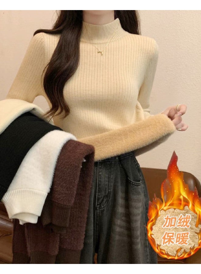 Modal Warm Fleece-Lined High-Neck Knitted Top, Comfortable And Skin-Friendly Women'S Long-Sleeve Base Layer Shirt - Image 1