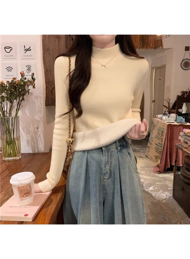 Modal Warm Fleece-Lined High-Neck Knitted Top, Comfortable And Skin-Friendly Women'S Long-Sleeve Base Layer Shirt - Image 2