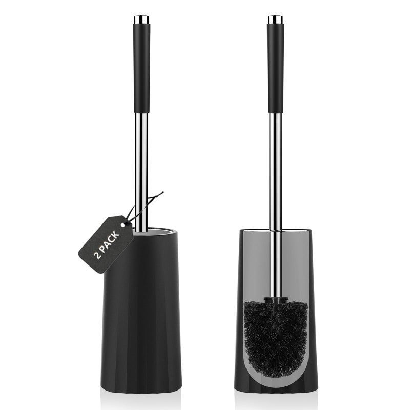 SetSail Toilet Brush, Compact Size Toilet Bowl Brush and Holder Toilet Brushes for Bathroom with Stainless Steel Handle Toilet Cleaner Brush with Durable Scrubbing Bristles, 2 Packs - Image 1