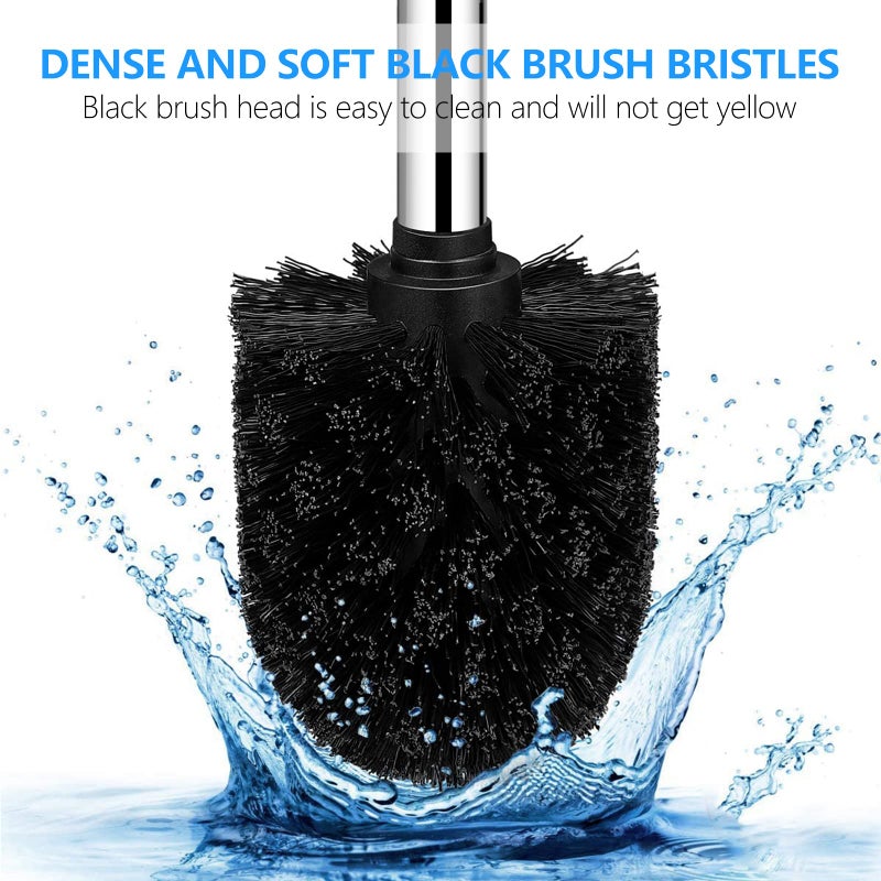 SetSail Toilet Brush, Compact Size Toilet Bowl Brush and Holder Toilet Brushes for Bathroom with Stainless Steel Handle Toilet Cleaner Brush with Durable Scrubbing Bristles, 2 Packs - Image 4