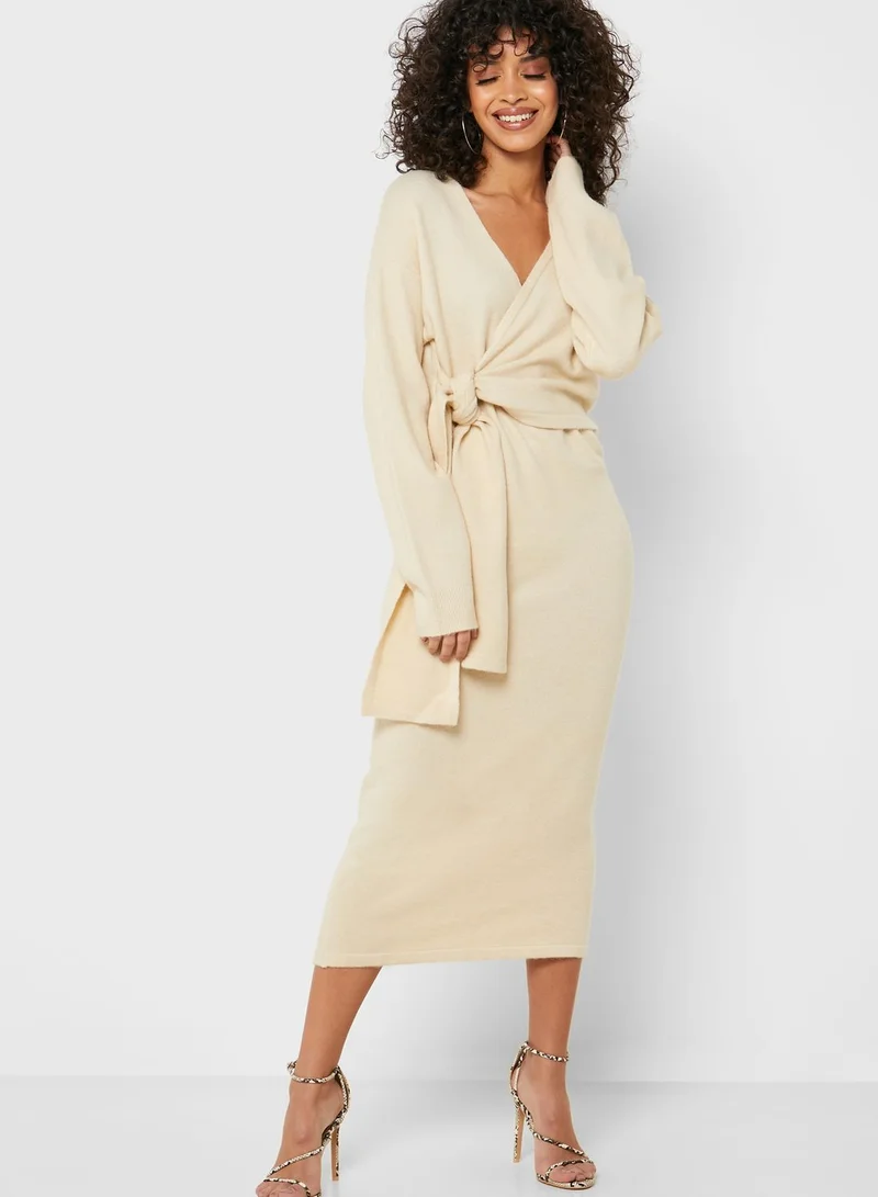 LOST INK Front Tie Sweat Dress