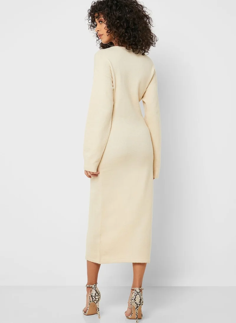 LOST INK Front Tie Sweat Dress