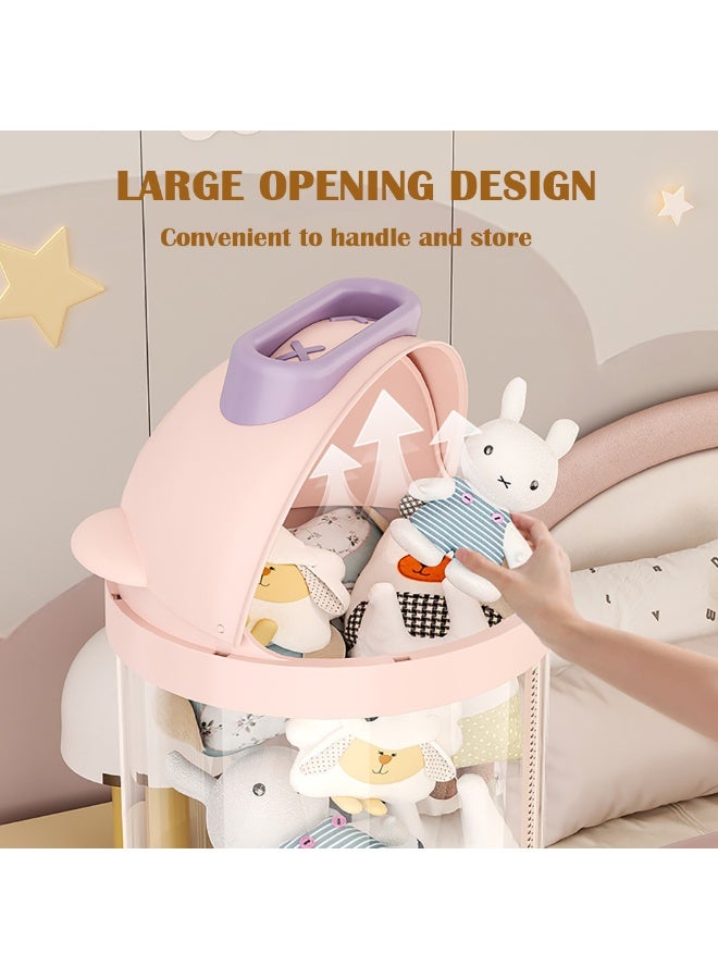 Stuffed Animal Storage Tube, Vertical Transparent Storage Bucket with Light & Wheels for Teddies and Dolls, Cylinder Plush Toy Storage Organizer for Nursery Room Bedroom Living Room (Yellow, 145cm)  - Image 5