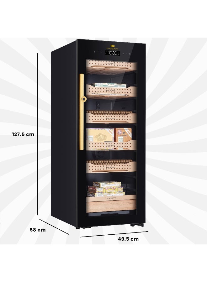 Hemingway B4 1200‑Count Steel Cigar Humidor Cabinet – Touch Control, App, Fingerprint Lock, Water Alarm - Image 4