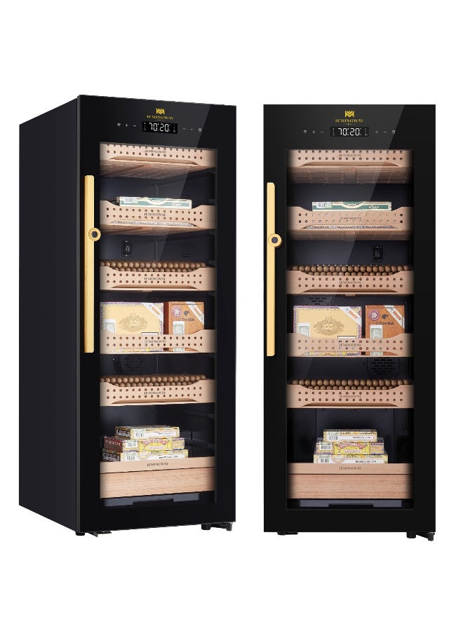 Hemingway B4 1200‑Count Steel Cigar Humidor Cabinet – Touch Control, App, Fingerprint Lock, Water Alarm - Image 1