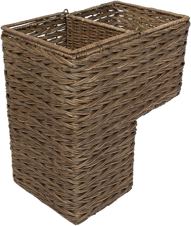 Kouboo KOUBOO 1060100 Sweater Weave Handwoven Wicker Stair Step Basket 15 x 95 x 16 Coffee Brown  - Image 1