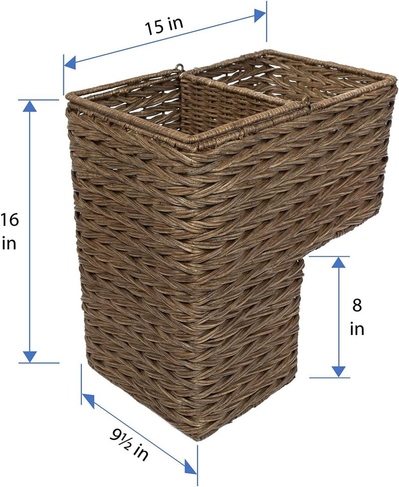 Kouboo KOUBOO 1060100 Sweater Weave Handwoven Wicker Stair Step Basket 15 x 95 x 16 Coffee Brown  - Image 5