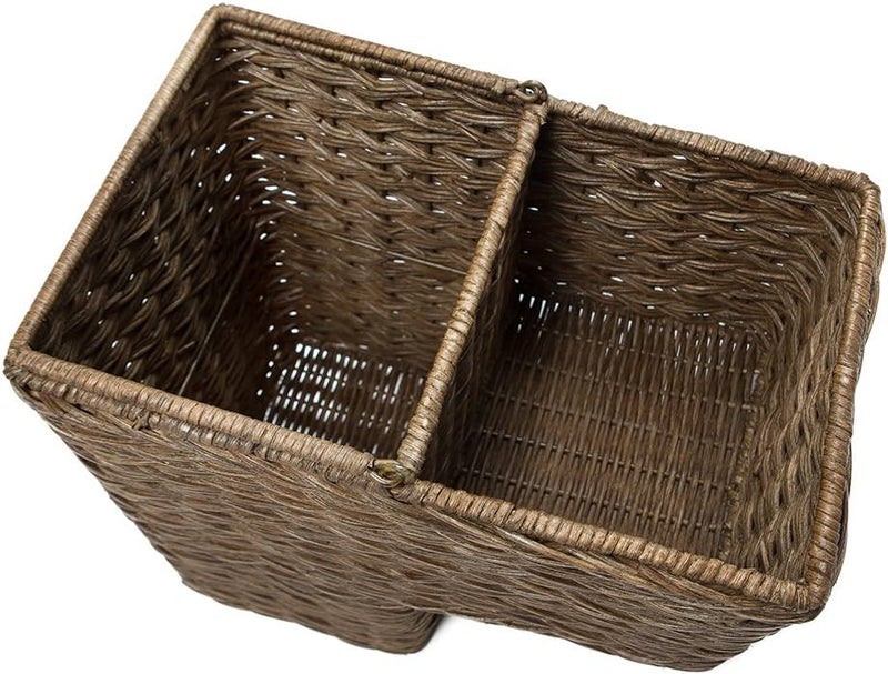 Kouboo KOUBOO 1060100 Sweater Weave Handwoven Wicker Stair Step Basket 15 x 95 x 16 Coffee Brown  - Image 3
