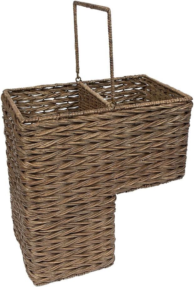 Kouboo KOUBOO 1060100 Sweater Weave Handwoven Wicker Stair Step Basket 15 x 95 x 16 Coffee Brown  - Image 2