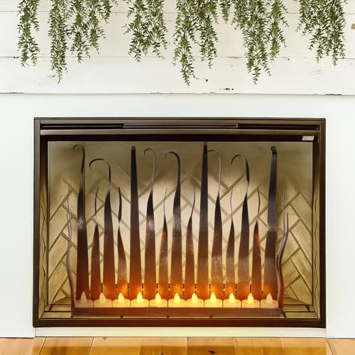 Mimorou Christmas Fireplace Candle Holder for Inside Fireplace Metal Flame Tea Light Holder 18 x 126 x 158 in Floor Candelabra Centerpiece Festive Cozy Home Decor Winter Xmas Wedding Party Favor - Image 1