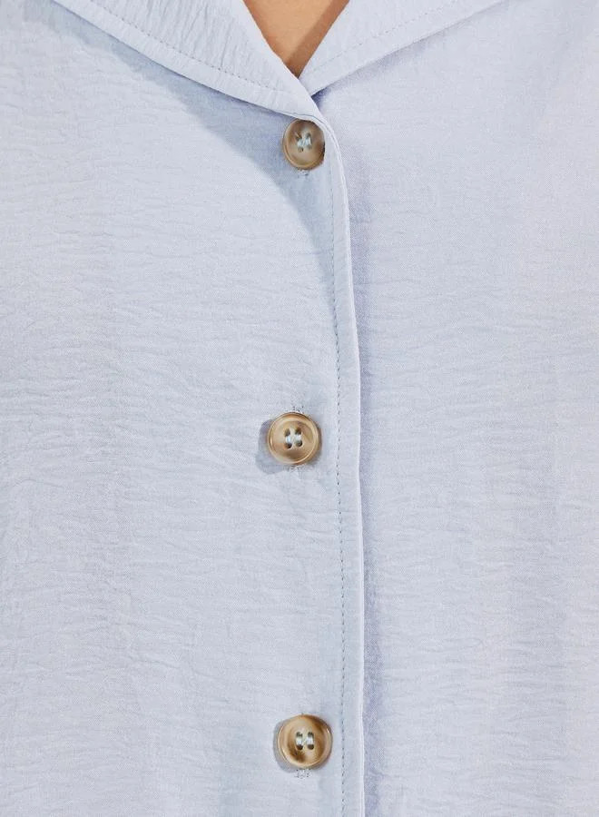 ستايلي Woven Notch Collared Shirt with Buttons