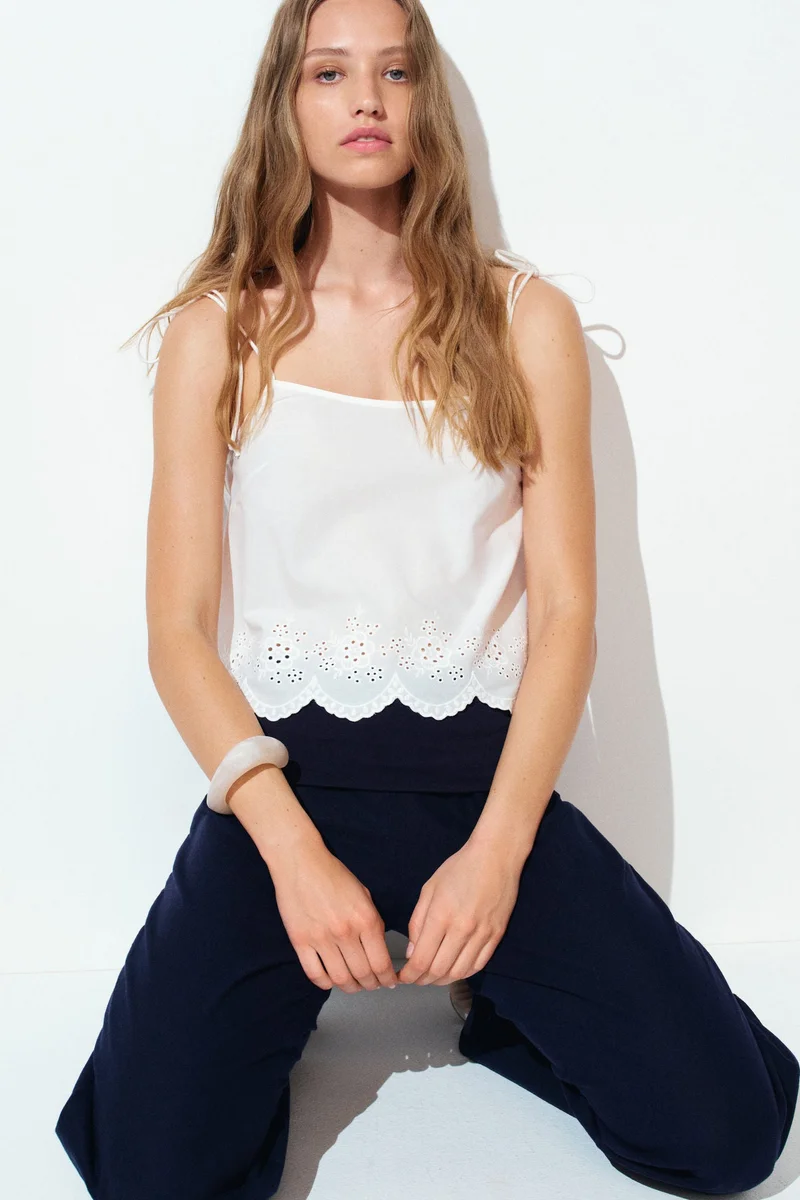 H&M Foldover-waist linen-blend trousers