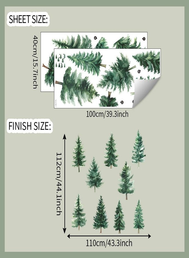 CNUSER Watercolor Pine Tree Wall Decals Green Pine Tree Wall Sticker Forest Nature Woodland Home Decor for Nursery Bedroom Living Room - Image 3