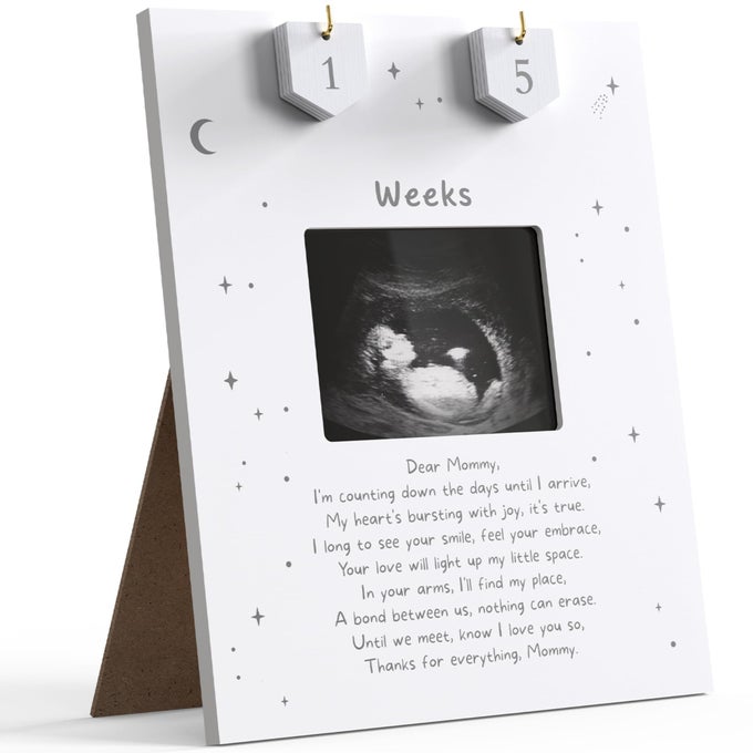 Sonogram Picture Frame Countdown Weeks Baby Shower Welcome Sign Standard 4x3 Ultrasound Photo Pregnancy Announcements Ideas Gender Reveal Gifts New Mom Expecting Parents to Be Keepsake