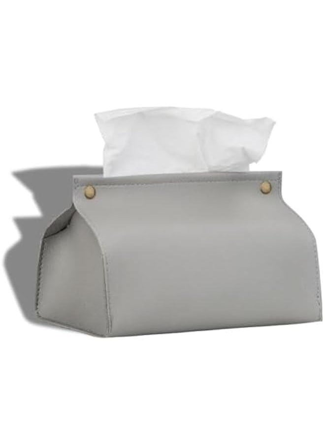 HOOKOR Tissue Box Holder,PU Leather Rectangular Tissue Box Cover Holder Organizer for Bathroom Home Living Room, Bedroom,Kitchen and car (Grey)  - Image 1