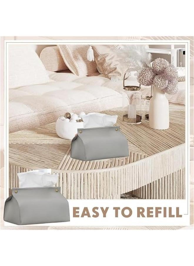 HOOKOR Tissue Box Holder,PU Leather Rectangular Tissue Box Cover Holder Organizer for Bathroom Home Living Room, Bedroom,Kitchen and car (Grey)  - Image 4