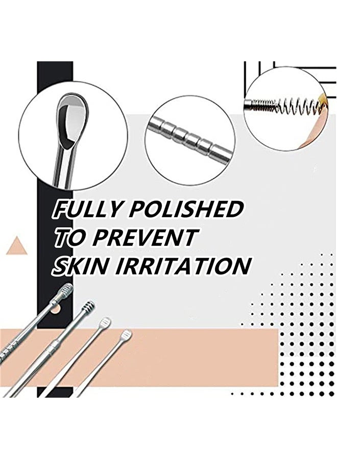 إم إكس إن مجموعة أدوات إزالة شمع الأذن من الفولاذ المقاوم للصدأ 12 قطعة - أداة تنظيف تدليك الأذن الحلزونية 360 درجة مع حقيبة تخزين جلدية للبالغين والأطفال - Image 3